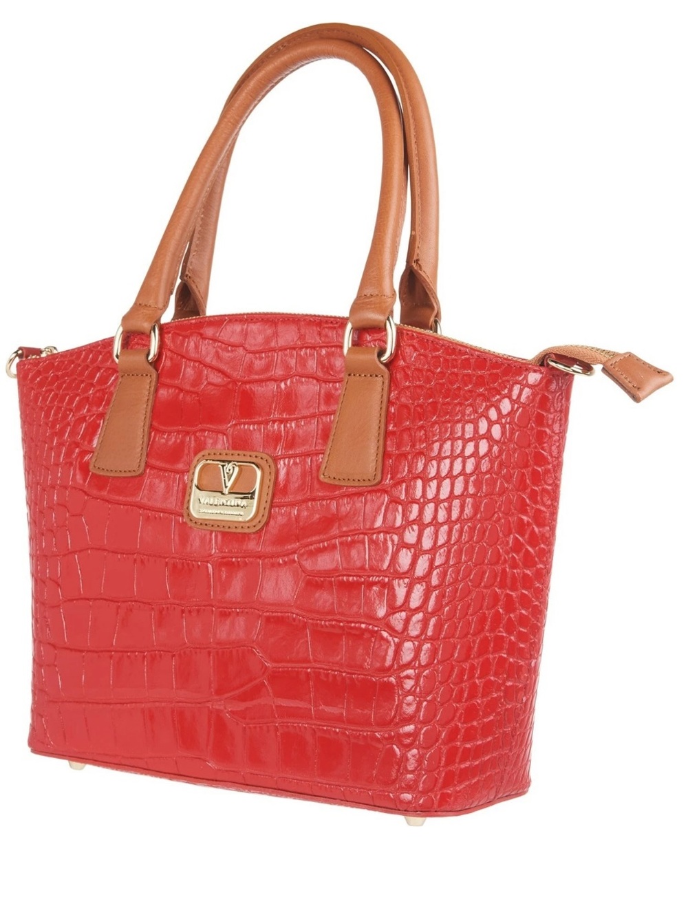Valentina Tradizione Italiana Crocodile-Embossed Leather Purse / Tote Bag